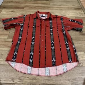 Vintage Wrangler Western Aztec Cowboy Snap Shirt Brushpopper